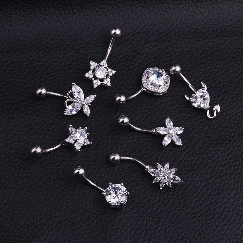 Sun Face Belly Button Bar Navel Ring Body Piercing Jewellery