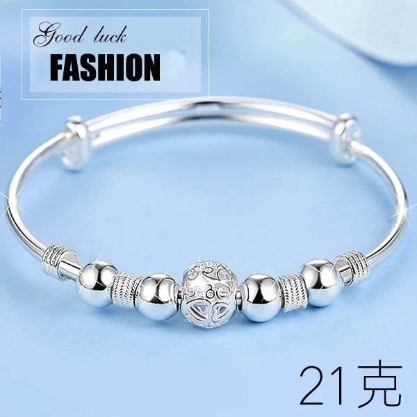 3 Style New 925 sterling silver Lucky Charm Bracelet Cuff Bracelets For Women Bangles Fashion Jewelry Pulseira eprolo