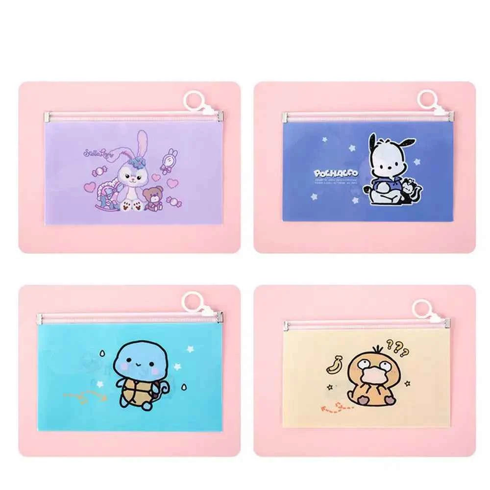 4Pcs Cartoon Mask Cover Bag Portable Facemask Holder Face Mask Storage Case Save Mask Zipper Bags Bills Files Bag Pencil Bags