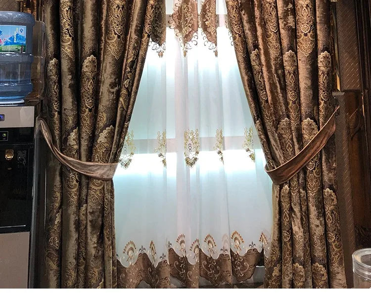 European Palace Luxury Curtains - Velvet Drapes for High Windows
