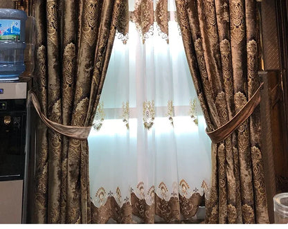 European Palace Luxury Curtains - Velvet Drapes for High Windows