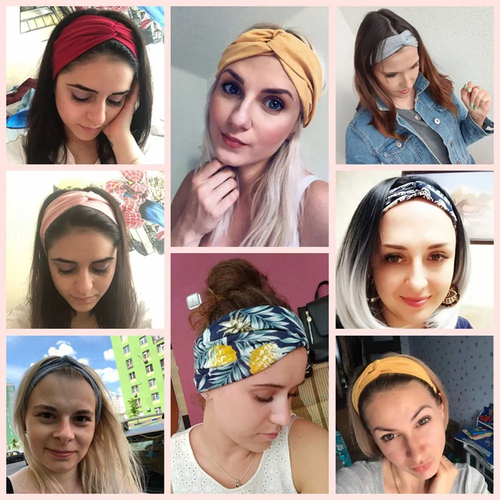 13 Colors Nonslip Elastic Folds Yoga Hairband Fashion Wide Sports Headband Running Accessories Summer Stretch Hair Band eprolo