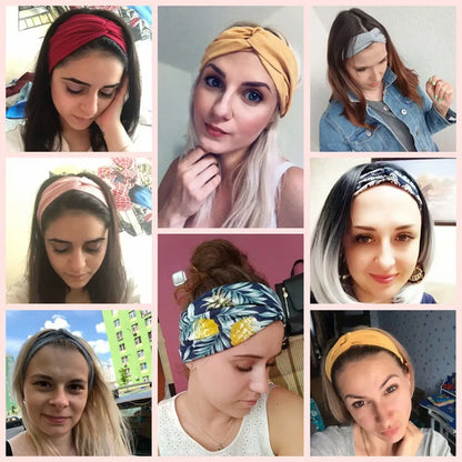 13 Colors Nonslip Elastic Folds Yoga Hairband Fashion Wide Sports Headband Running Accessories Summer Stretch Hair Band - Shello's Creative Boutique