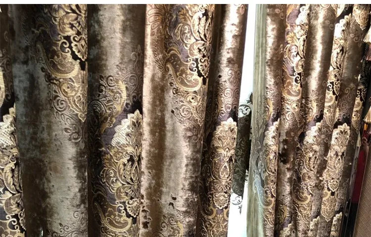 European Palace Luxury Curtains - Velvet Drapes for High Windows