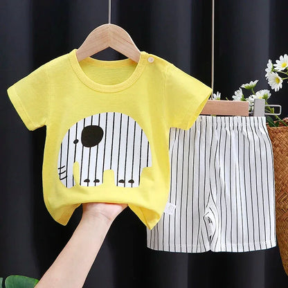 Mayzolla Unisex Baby Summer Set – Cotton Cartoon T-Shirt & Shorts 2-Piece Outfit for Toddlers - Shello's Creative Boutique