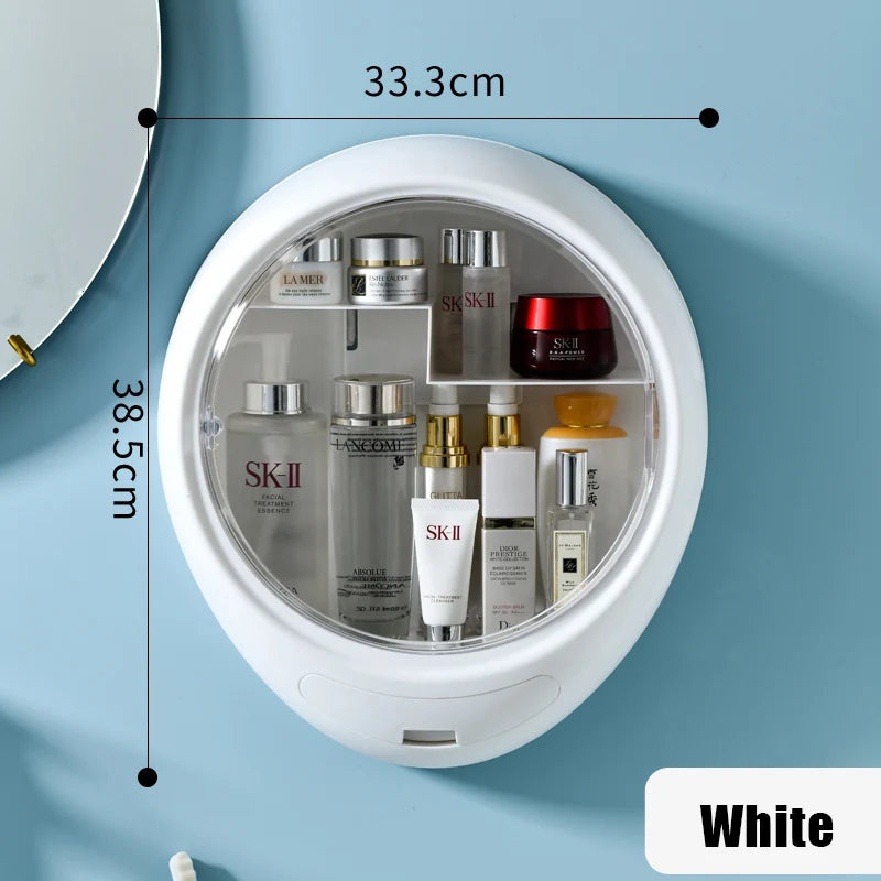 Bathroom Wall-mounted Makeup Organizer Punch-free Large Capacity Jewelry Cosmetic Storage Box Women Skin Care Beauty Rack Shello Creative Boutique