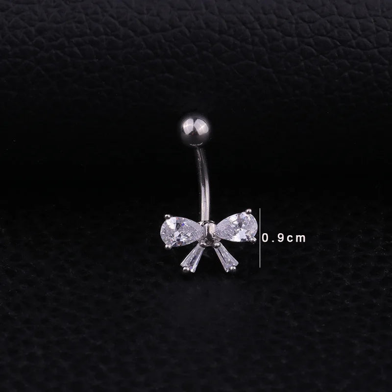 Bow Pendant Crystal Belly Button Ring