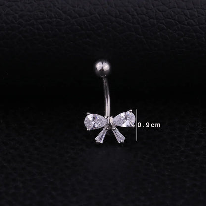 Bow Pendant Crystal Belly Button Ring