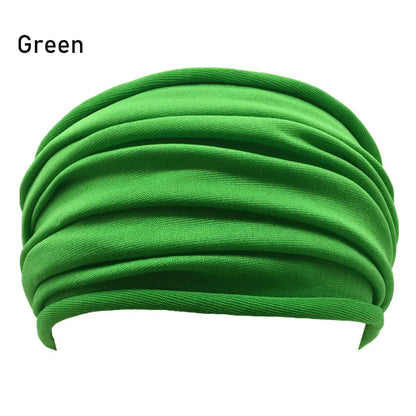 13 Colors Nonslip Elastic Folds Yoga Hairband Fashion Wide Sports Headband Running Accessories Summer Stretch Hair Band - Shello's Creative Boutique