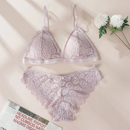 MIMICOO Floral Lace Bra & Brief Set – Seamless Romance