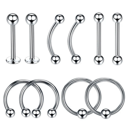 Stainless Steel Mixed Body Piercing Jewellery Set