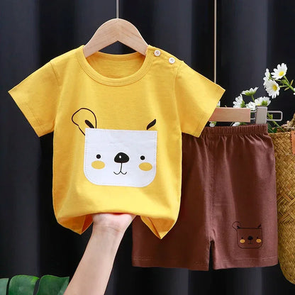 Mayzolla Unisex Baby Summer Set – Cotton Cartoon T-Shirt & Shorts 2-Piece Outfit for Toddlers - Shello's Creative Boutique