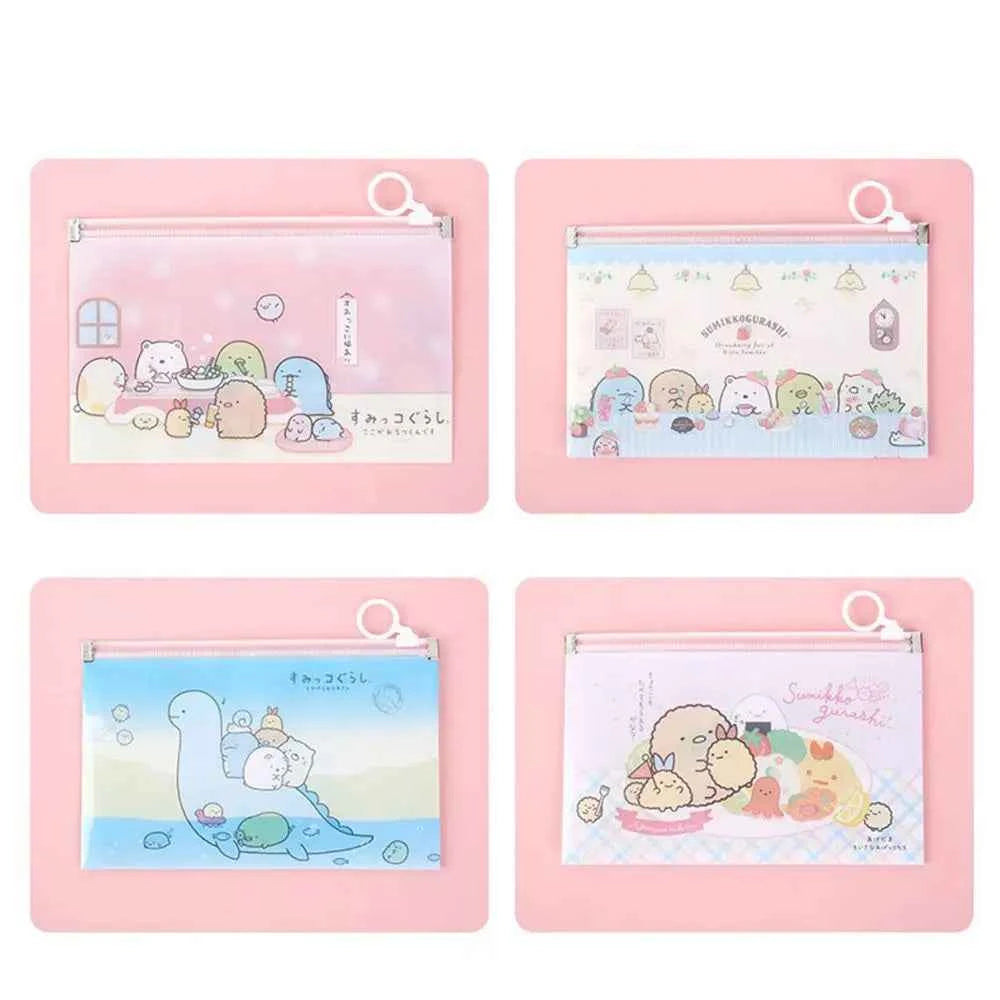 4Pcs Cartoon Mask Cover Bag Portable Facemask Holder Face Mask Storage Case Save Mask Zipper Bags Bills Files Bag Pencil Bags