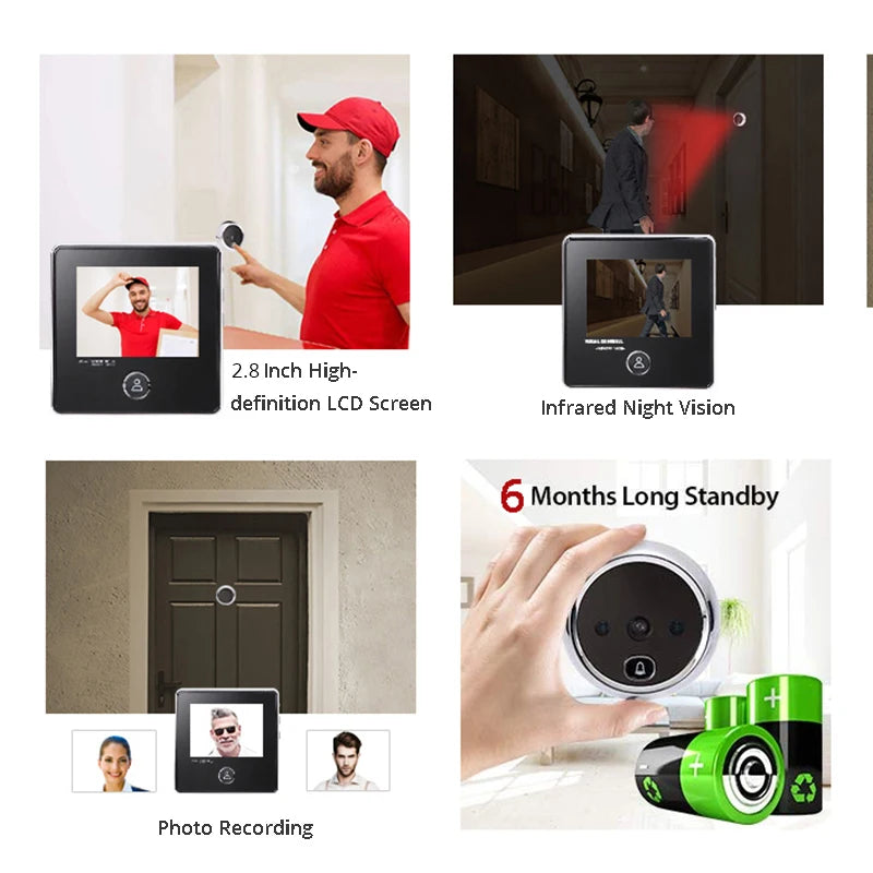 KAK 2.8 Inch LCD Smart Peephole Doorbell with IR Night Vision & Photo Recording