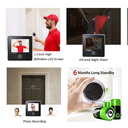 KAK 2.8 Inch LCD Smart Peephole Doorbell with IR Night Vision & Photo Recording