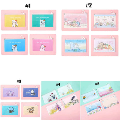 4Pcs Cartoon Mask Cover Bag Portable Facemask Holder Face Mask Storage Case Save Mask Zipper Bags Bills Files Bag Pencil Bags