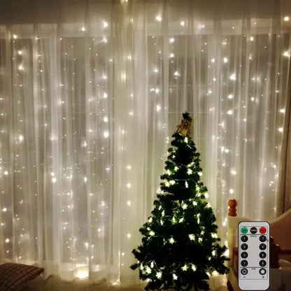 3M LED Curtain Lamp USB String Lights Remote Fairy Light Garland Christmas Decoration - Shello's Creative Boutique