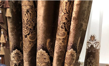European Palace Luxury Curtains - Velvet Drapes for High Windows