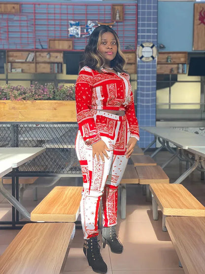 Women's Paisley Bandana Print Tracksuit - 2-Piece Zip-Up Sweatshirt & Jogger Set - Shello's Creative Boutique