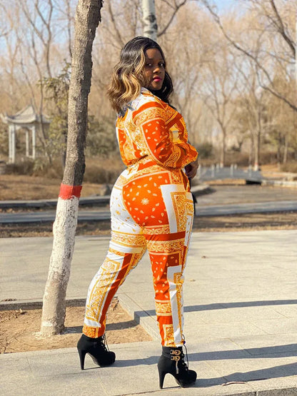 Women's Paisley Bandana Print Tracksuit - 2-Piece Zip-Up Sweatshirt & Jogger Set - Shello's Creative Boutique