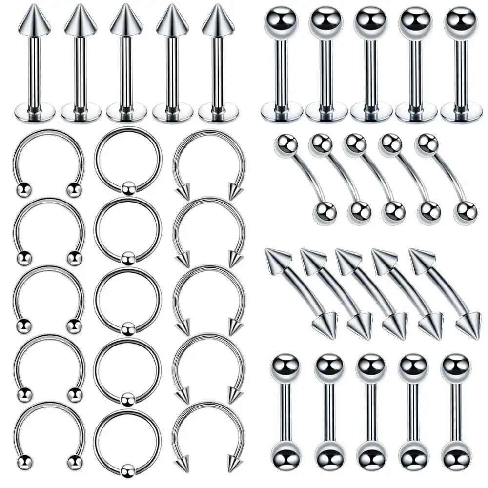 Stainless Steel Mixed Body Piercing Jewellery Set