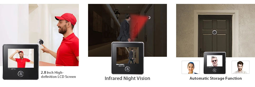 KAK 2.8 Inch LCD Smart Peephole Doorbell with IR Night Vision & Photo Recording