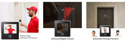KAK 2.8 Inch LCD Smart Peephole Doorbell with IR Night Vision & Photo Recording
