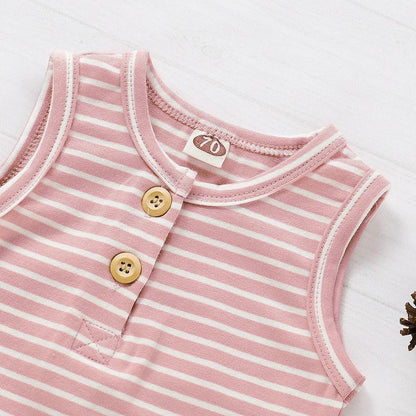 Summer Baby Shorts Set For Girls Boys Newborn Clothes 2Pcs Bottom Vest+Striped Shorts Sleeveless Toddler Boy Clothing Suit D30 - Shello's Creative Boutique