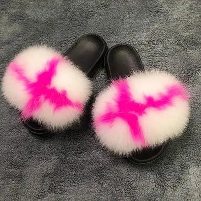 Women's Luxury Fluffy Fur Slippers - Indoor Warm Plush Flip Flops