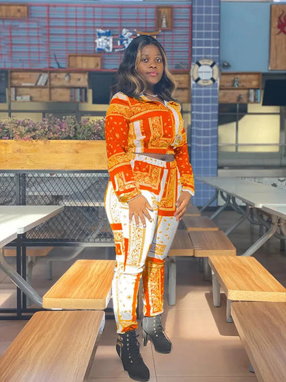 Women's Paisley Bandana Print Tracksuit - 2-Piece Zip-Up Sweatshirt & Jogger Set - Shello's Creative Boutique