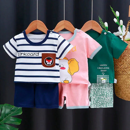 Mayzolla Unisex Baby Summer Set – Cotton Cartoon T-Shirt & Shorts 2-Piece Outfit for Toddlers - Shello's Creative Boutique