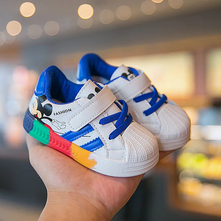 Disney autumn new baby shoes boys sneaker white shoes children girls rainbow bottom baby soft bottom casual shoes eprolo