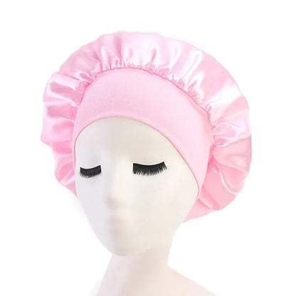 1pc Adjust Solid Satin Bonnet Hair Sleep Hat Silk Head Wrap Shower Cap - Shello's Creative Boutique