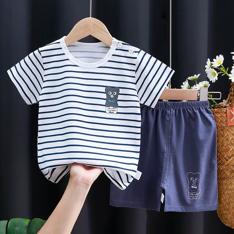 Mayzolla Unisex Baby Summer Set – Cotton Cartoon T-Shirt & Shorts 2-Piece Outfit for Toddlers Shello's Creative Boutique