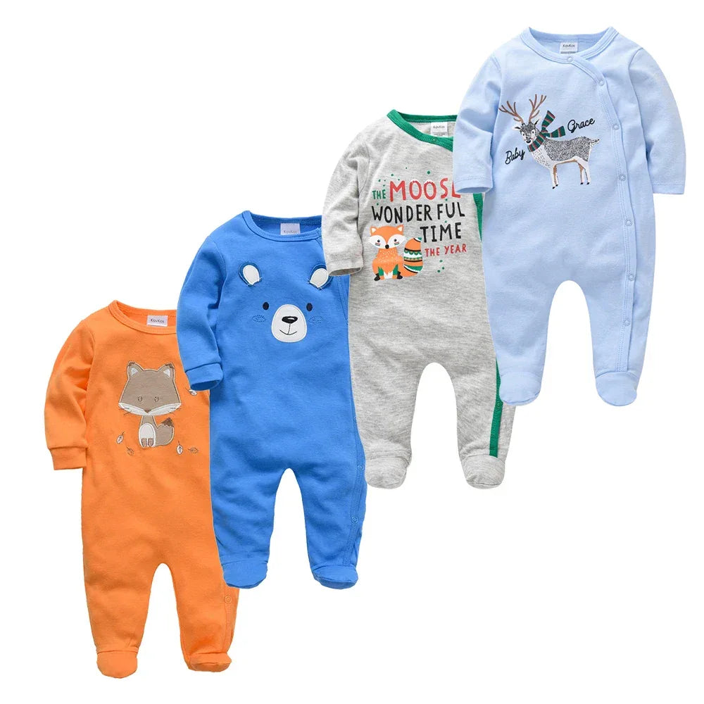 Baby Girl Rompers 3-4 Pack - Soft Cotton Long Sleeve Bodysuits - Shello's Creative Boutique