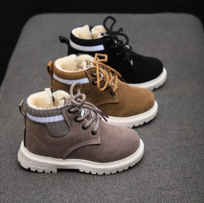 Children Casual Shoes Autumn Winter Martin Boots Boys Shoes Fashion Leather Soft Antislip Girls Boots 21-30 Sport Running Shoes eprolo