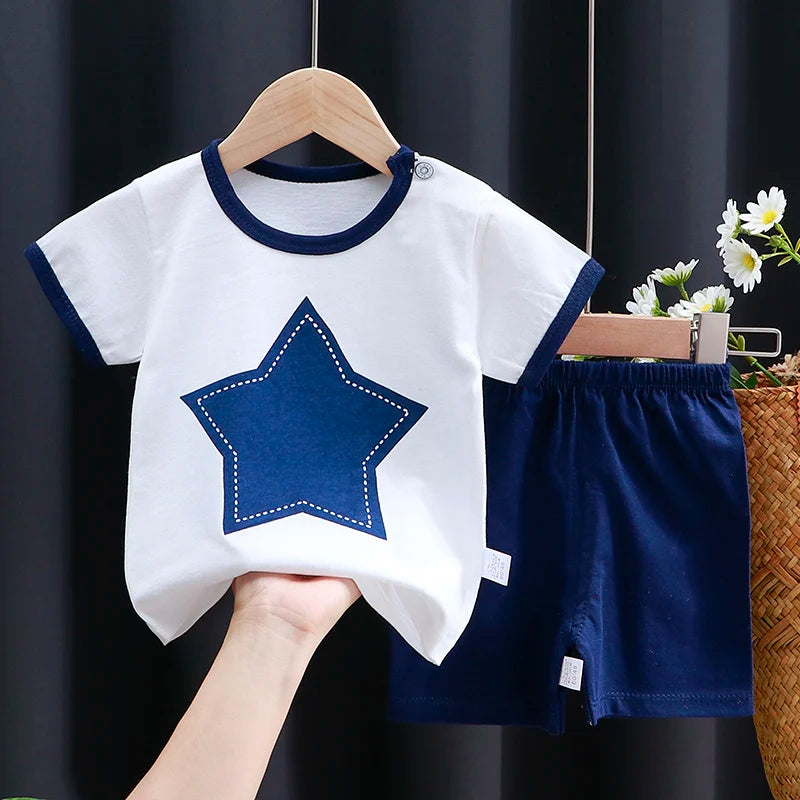 Mayzolla Unisex Baby Summer Set – Cotton Cartoon T-Shirt & Shorts 2-Piece Outfit for Toddlers Shello's Creative Boutique
