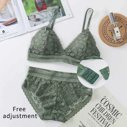 Women's Lace Bra Sets Seamless Underwear Backless Vest Sexy Padded Bralette Lingerie Ultrathin Bra & Brief Sets Female Intimates