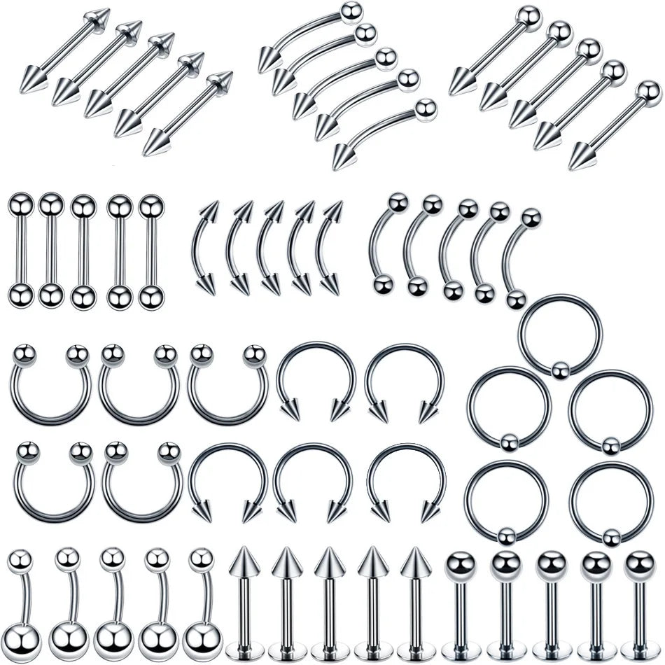 Stainless Steel Mixed Body Piercing Jewellery Set