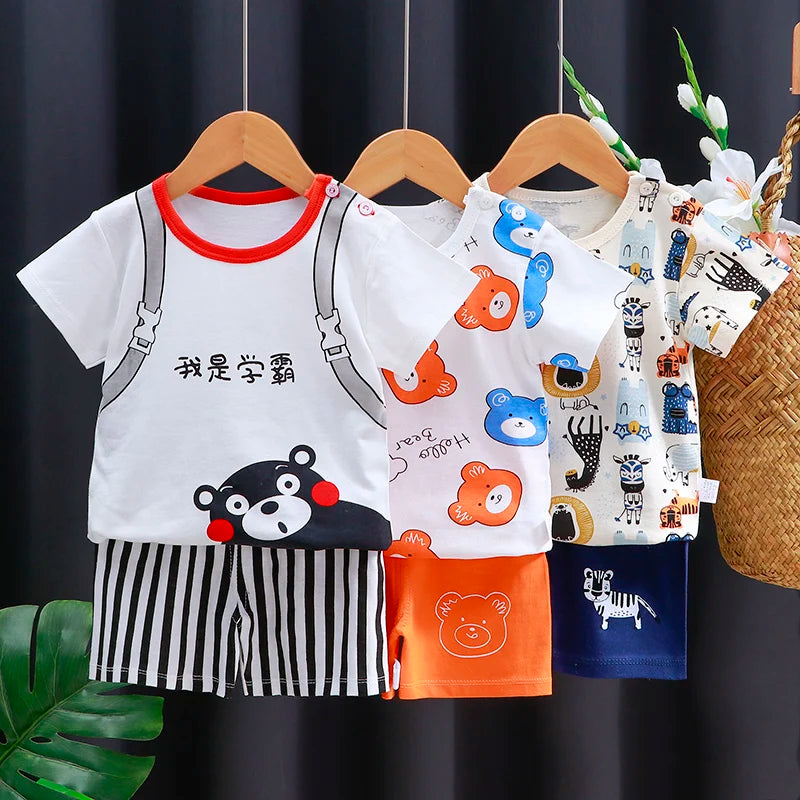 Mayzolla Unisex Baby Summer Set – Cotton Cartoon T-Shirt & Shorts 2-Piece Outfit for Toddlers Shello's Creative Boutique