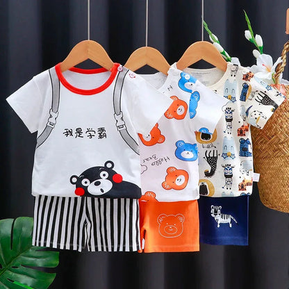 Mayzolla Unisex Baby Summer Set – Cotton Cartoon T-Shirt & Shorts 2-Piece Outfit for Toddlers - Shello's Creative Boutique