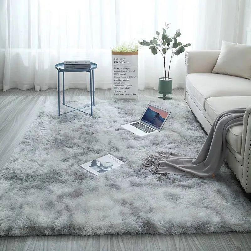 Grey Carpet Tie Dyeing Plush Soft Carpets For Living Room Bedroom Anti-slip Floor Mats Bedroom Water Absorption Carpet Rugs Shello Creative Boutique