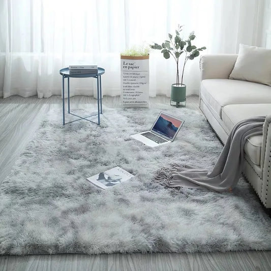 Grey Carpet Tie Dyeing Plush Soft Carpets For Living Room Bedroom Anti-slip Floor Mats Bedroom Water Absorption Carpet Rugs Shello Creative Boutique