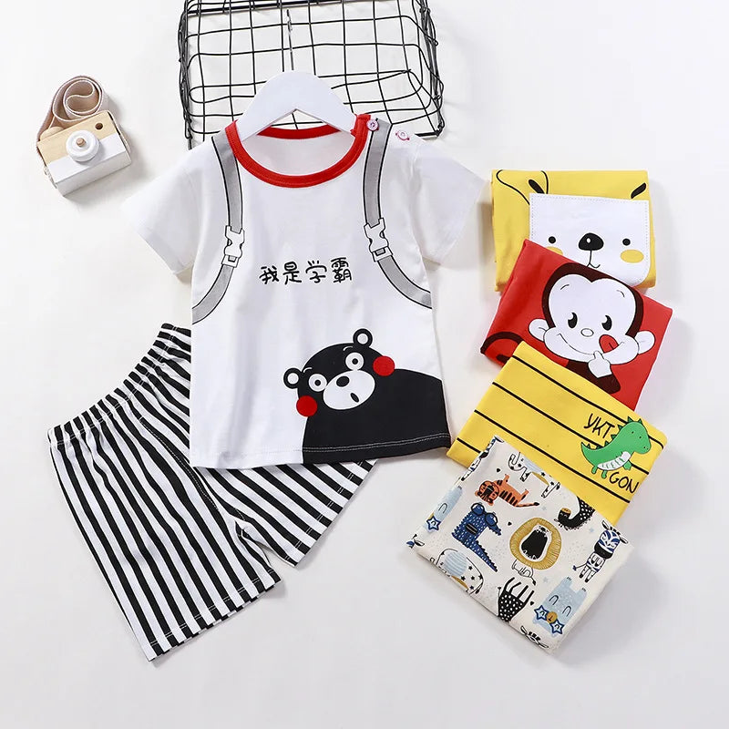 Mayzolla Unisex Baby Summer Set – Cotton Cartoon T-Shirt & Shorts 2-Piece Outfit for Toddlers Shello's Creative Boutique