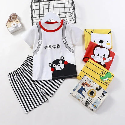 Mayzolla Unisex Baby Summer Set – Cotton Cartoon T-Shirt & Shorts 2-Piece Outfit for Toddlers - Shello's Creative Boutique