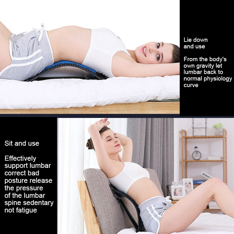 Lumbar Traction Stretching Device Posture Corrector Waist Support Spine Pain Relief Back Massage Stretcher, White Purple, Black Green, Black Blue, Black Purple, Black Red, Red White, White Green, White Blue