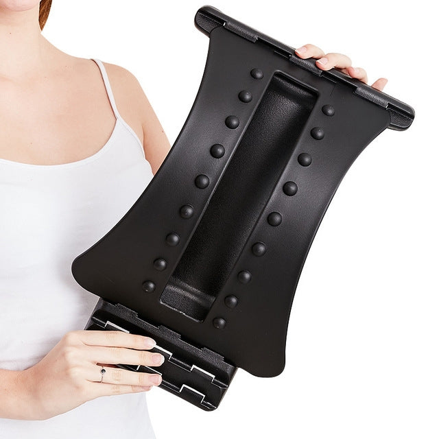 Lumbar Traction Stretching Device Posture Corrector Waist Support Spine Pain Relief Back Massage Stretcher, White Purple, Black Green, Black Blue, Black Purple, Black Red, Red White, White Green, White Blue