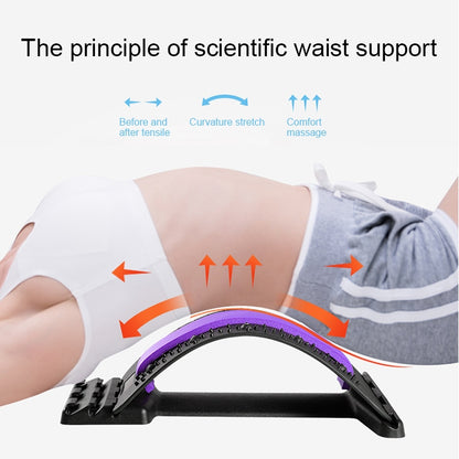 Lumbar Traction Stretching Device Posture Corrector Waist Support Spine Pain Relief Back Massage Stretcher, White Purple, Black Green, Black Blue, Black Purple, Black Red, Red White, White Green, White Blue