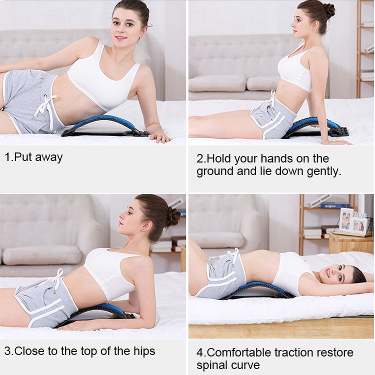 Lumbar Traction Stretching Device Posture Corrector Waist Support Spine Pain Relief Back Massage Stretcher, White Purple, Black Green, Black Blue, Black Purple, Black Red, Red White, White Green, White Blue