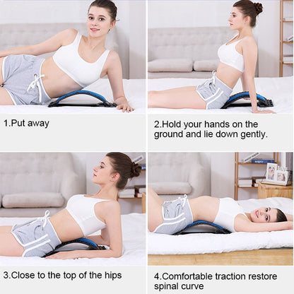 Lumbar Traction Stretching Device Posture Corrector Waist Support Spine Pain Relief Back Massage Stretcher, White Purple, Black Green, Black Blue, Black Purple, Black Red, Red White, White Green, White Blue